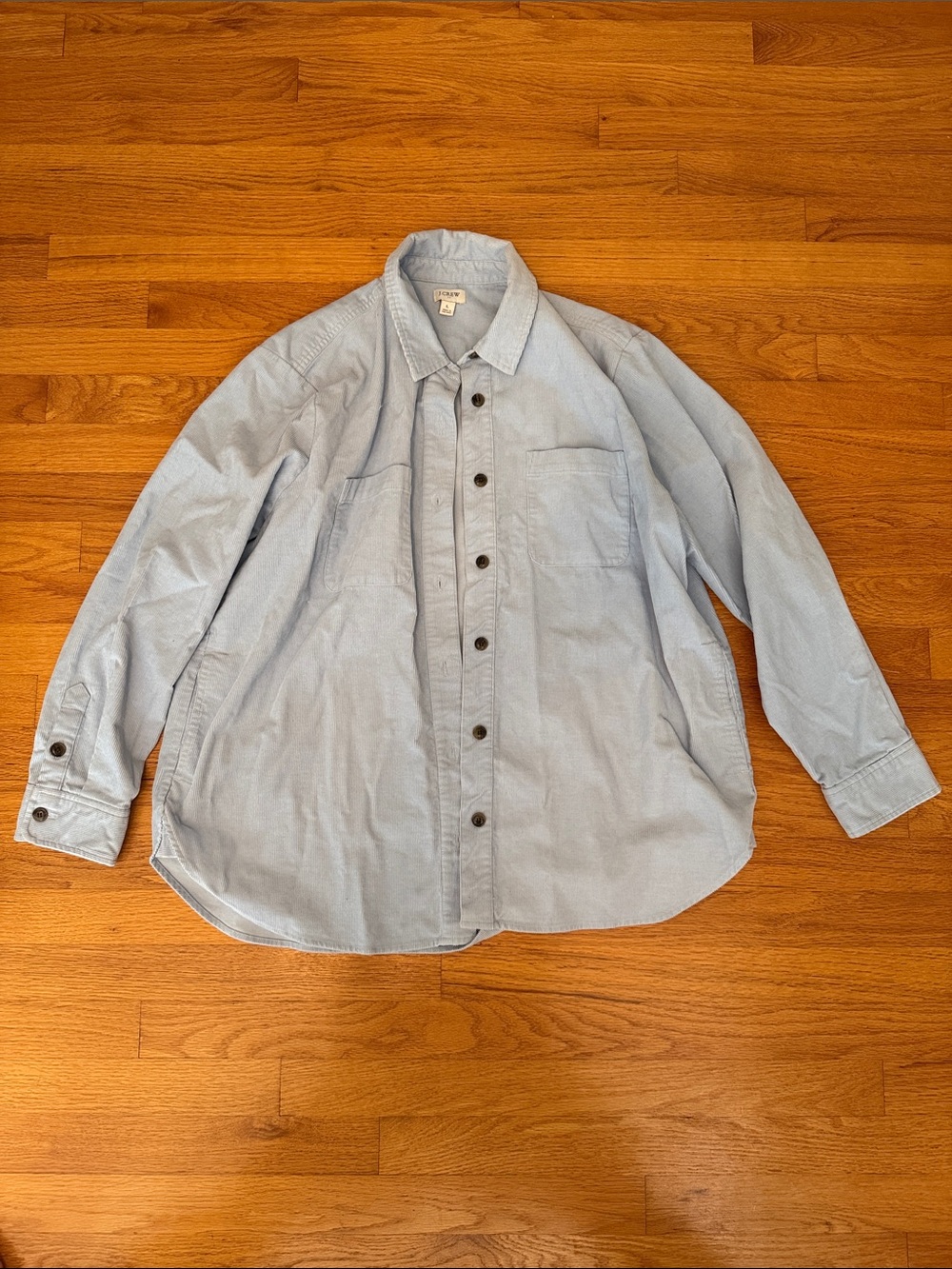 Light Blue Corduroy Button-Up Shirt